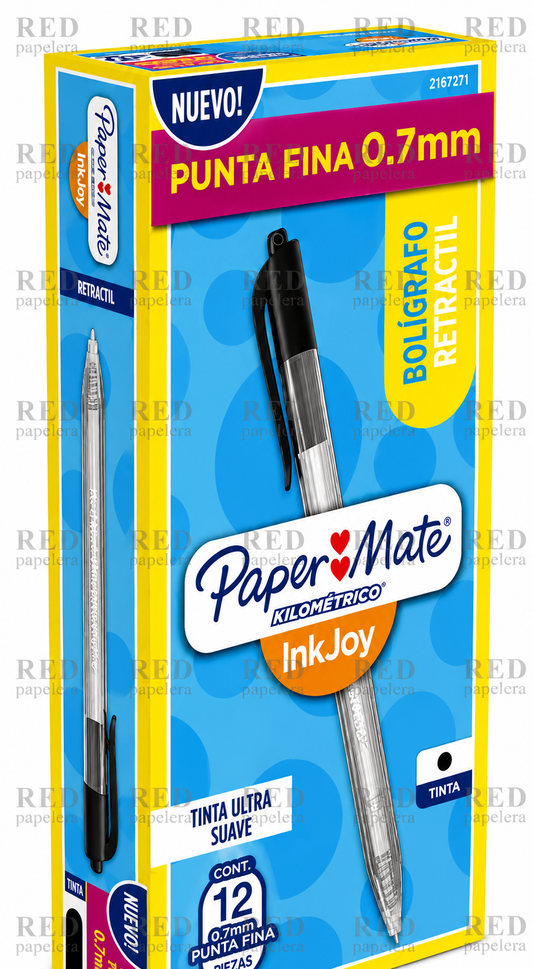 BOLIGRAFO RETACTIL PUNTA FINA COLOR NEGRO MARCA PAPER MATE
