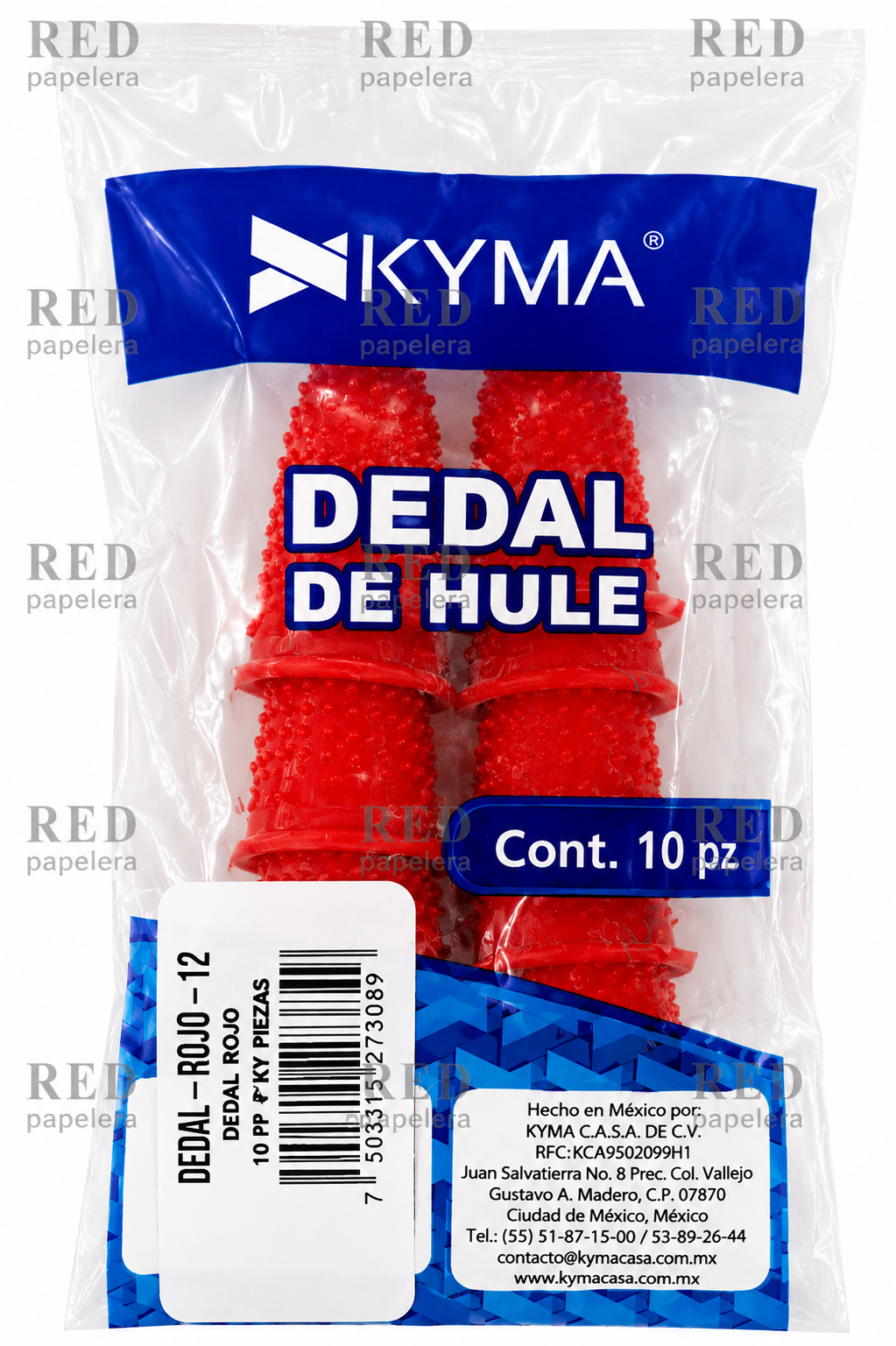 DEDAL DE HULE ROJO SURTIDO MARCA KYMA