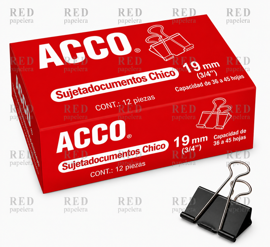 SUJETA DOCUMENTOS MARCA ACCO 19 MM