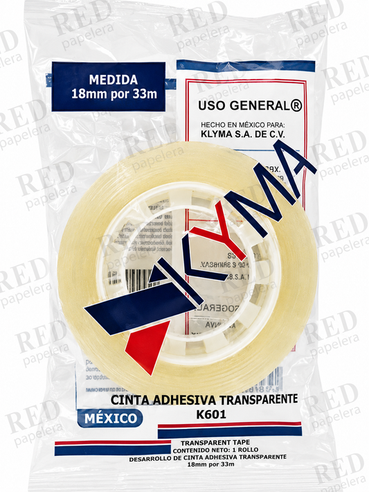 CINTA ADHESIVA TRANSPARENTE KYMA 18 MM X 33 MTS