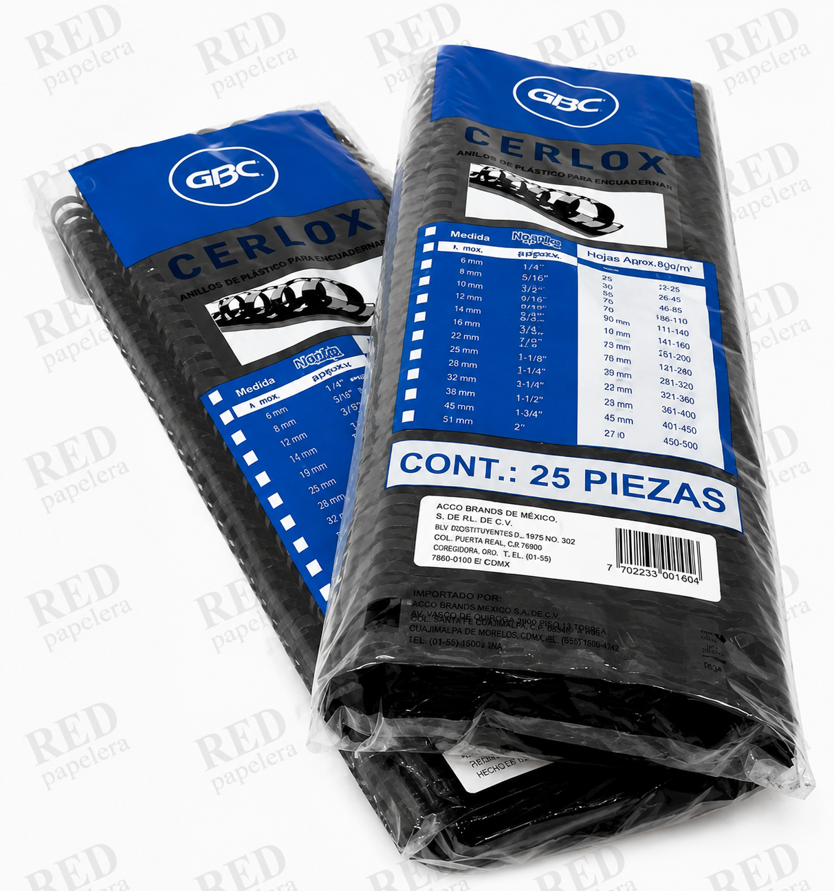ARILLO DE PLASTICO CERLOX 171-200 HOJAS GBC 1"