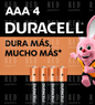 4 Baterías recargable AAA Duracell