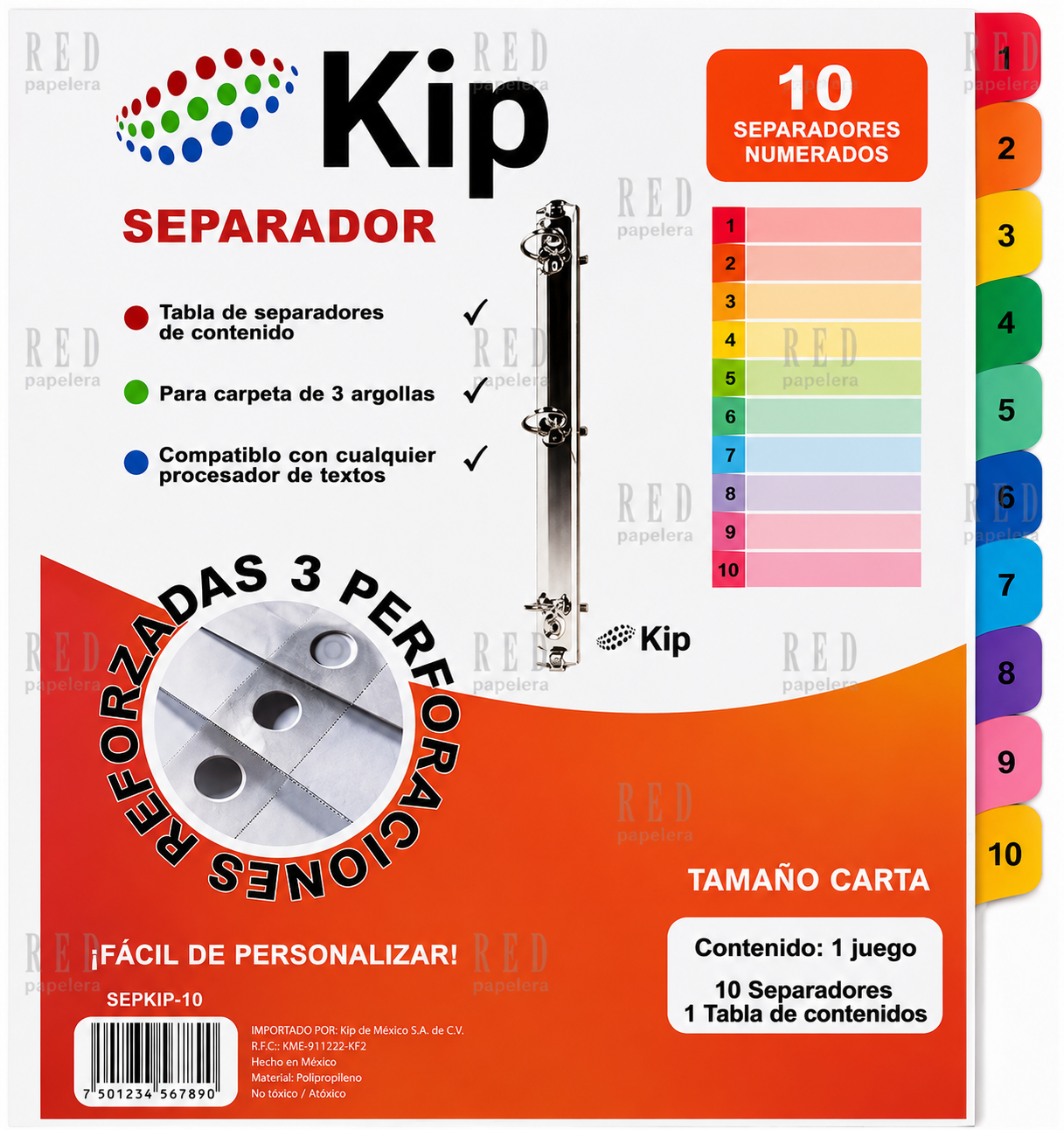 SEPARADOR DE 10 DIVISIONES MARCA KIP