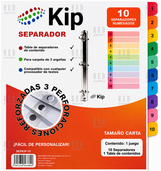 SEPARADOR DE 10 DIVISIONES MARCA KIP