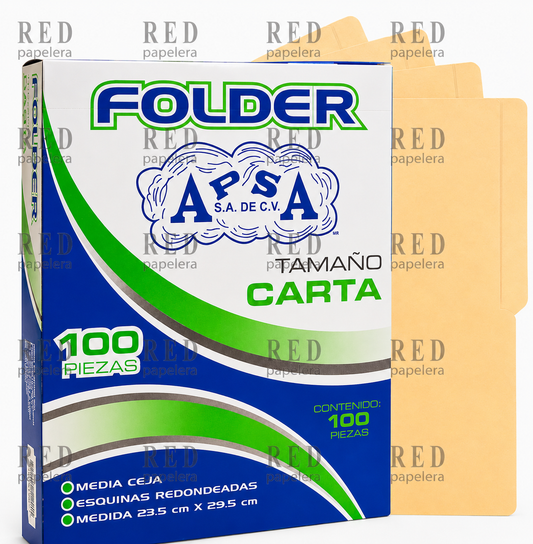 FOLDER MEDIA CEJA PUNTA REDONDA TAMAÑO CARTA COLOR CREMA MARCA APSA