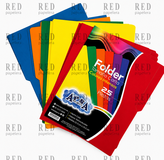 FOLDER MEDIA CEJA TAMAÑO CARTA COLORES INTENSOS MARCA APSA
