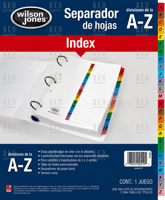 SEPARADOR MARCA WILSON JONES CON CEJA  A-Z
