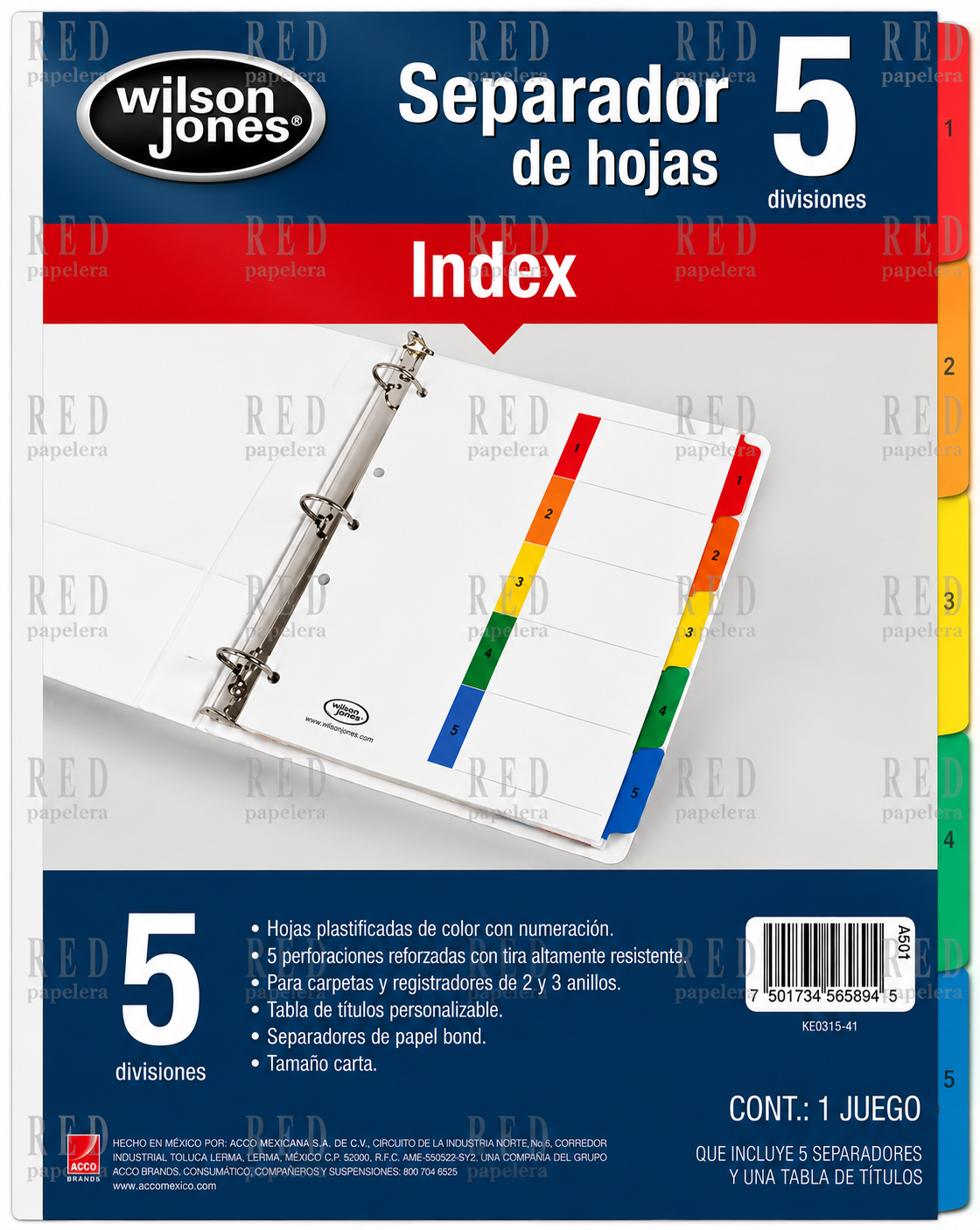 SEPARADOR DE 5 DIVISIONES MARCA WILSON JONES