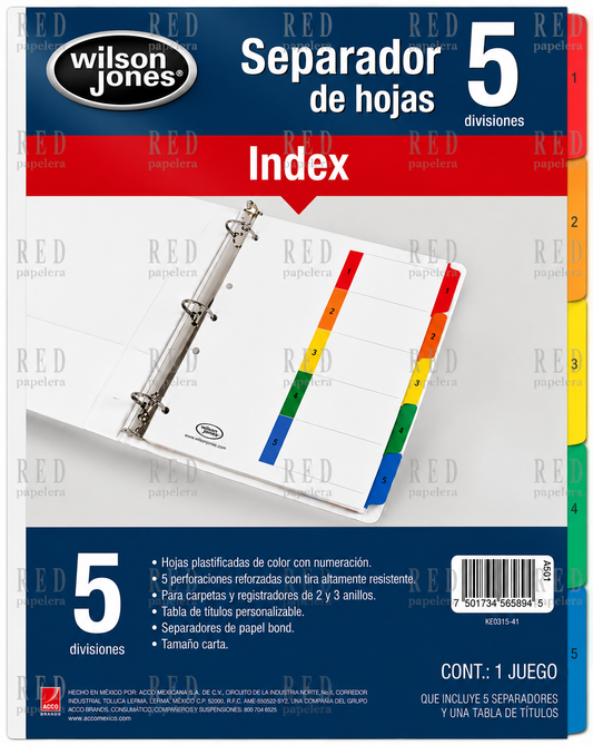 SEPARADOR DE 5 DIVISIONES MARCA WILSON JONES