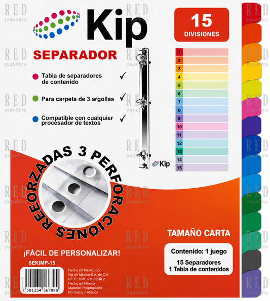 SEPARADOR DE 15 DIVISIONES MARCA KIP