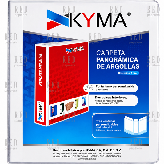 CARPETA PANORAMICA DE ARGOLLA D" DE 5" TAMAÑO CARTA MARCA KYMA