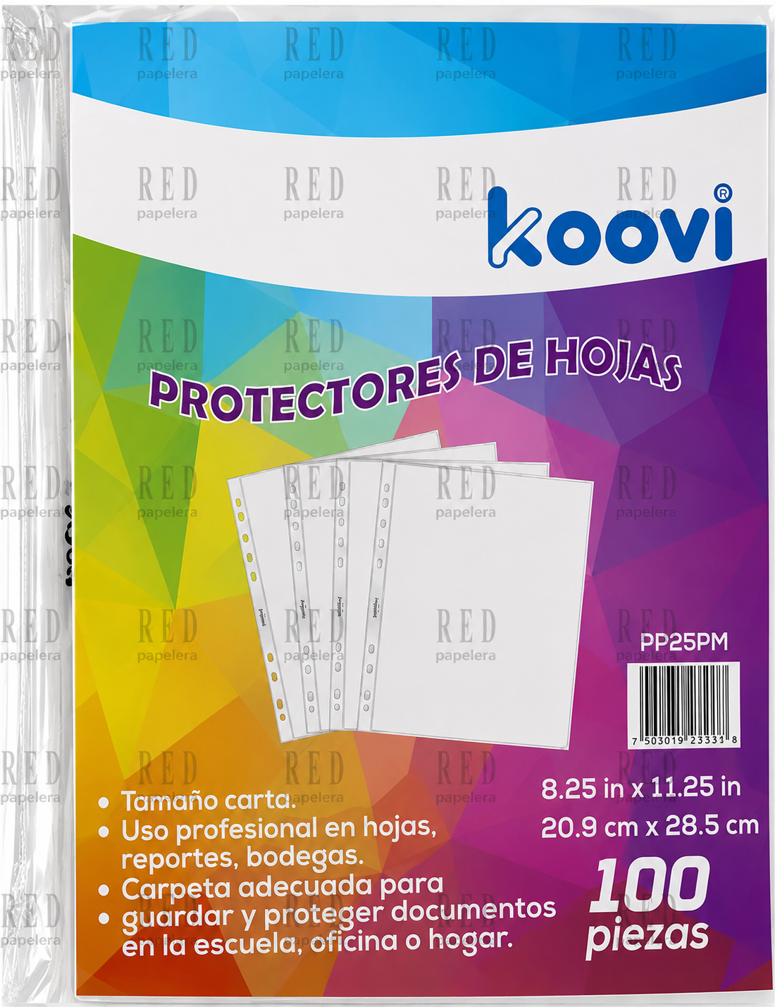 PROTECTOR DE HOJAS PAQUETE CON 100 HOJAS MARCA KOOVI